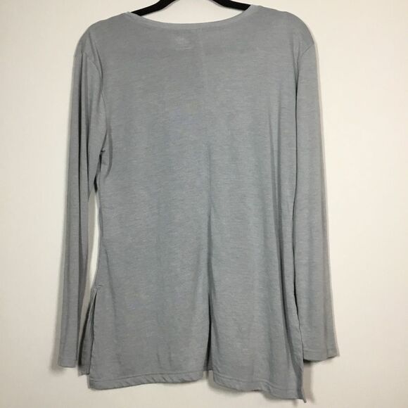 Lot of two athletic tops grey black stretchy size S  round neck long sleeve - Picture 4 of 9